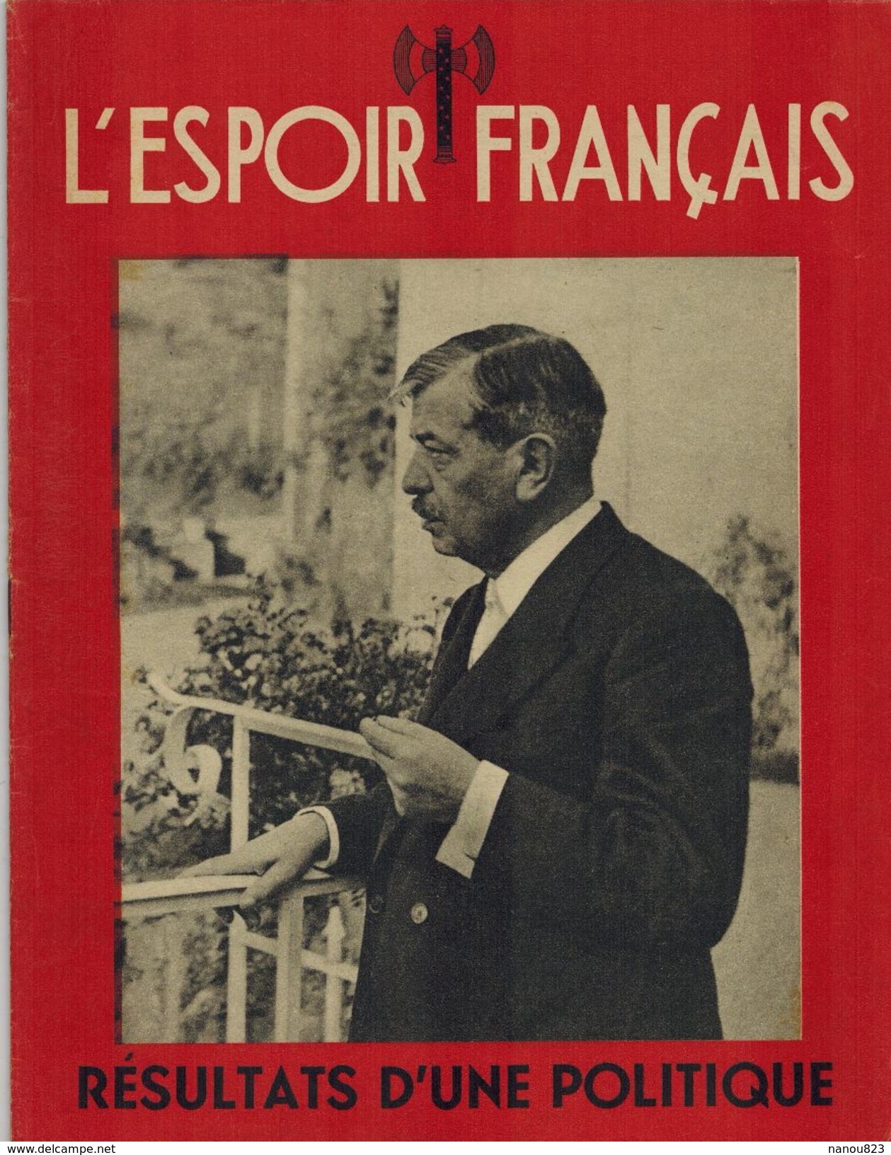 L'ESPOIR FRANCAIS Journal Pétainiste Pétain Propagande Française Résultat D'une Politique  - Vichy - Autres & Non Classés