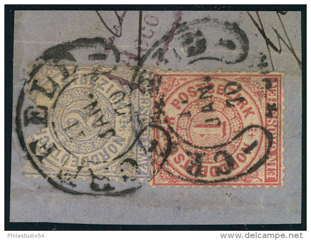 1870, CREFELD, Bessereer Hufeisenstempel Auf Briefstück Mit 1 Und 2 Groschen NDP - Franking Machines (EMA)