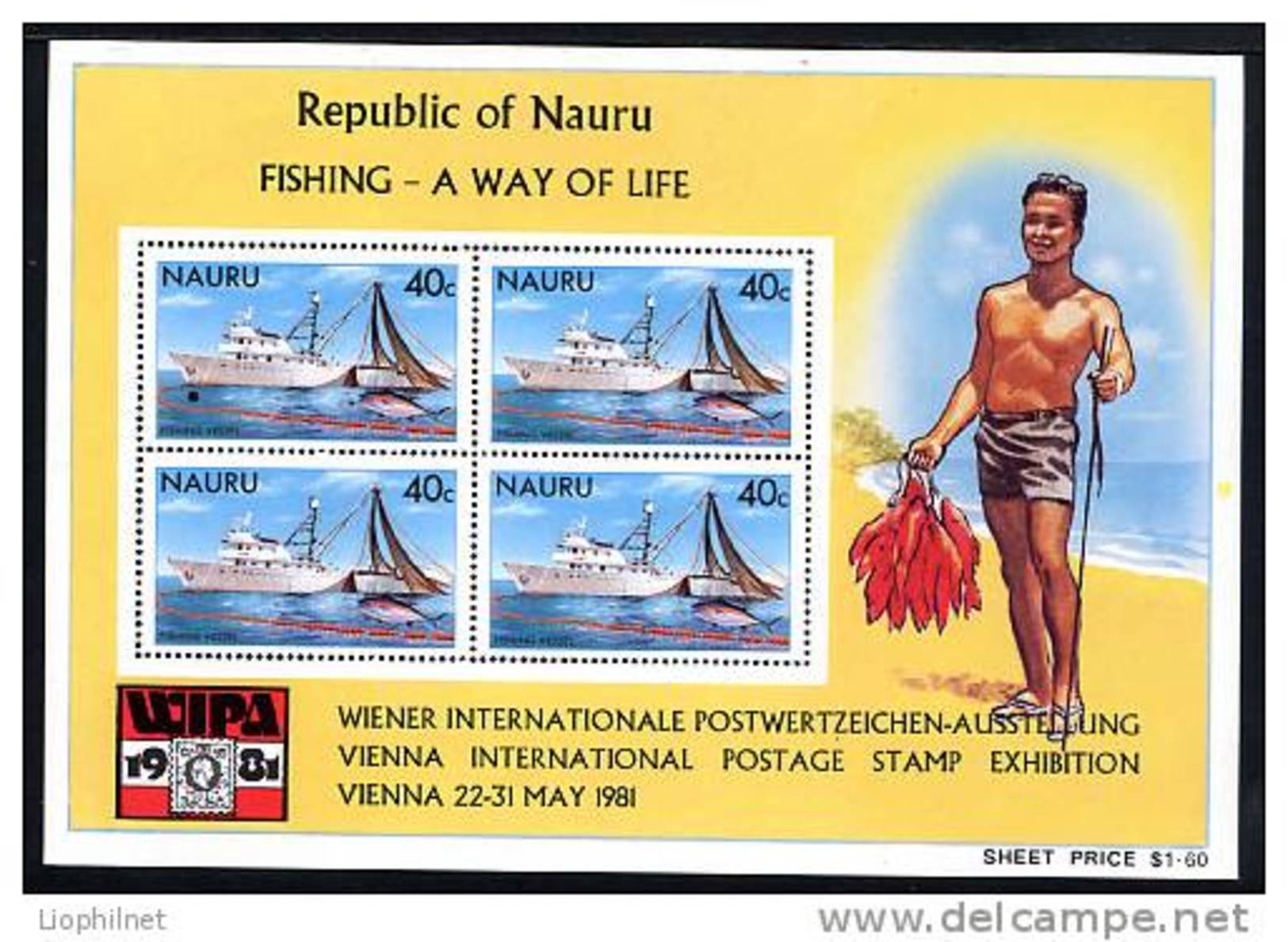 NAURU 1981, LA PECHE, BATEAUX, WIPA 1981, 1 Bloc, Neuf / Mint. R158 - Nauru