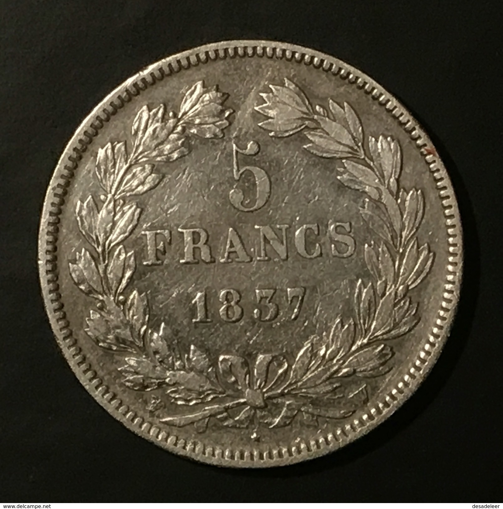 FRANCE 5 FRANCS 1837 LUIS FELIPE W - SILVER - Sonstige & Ohne Zuordnung