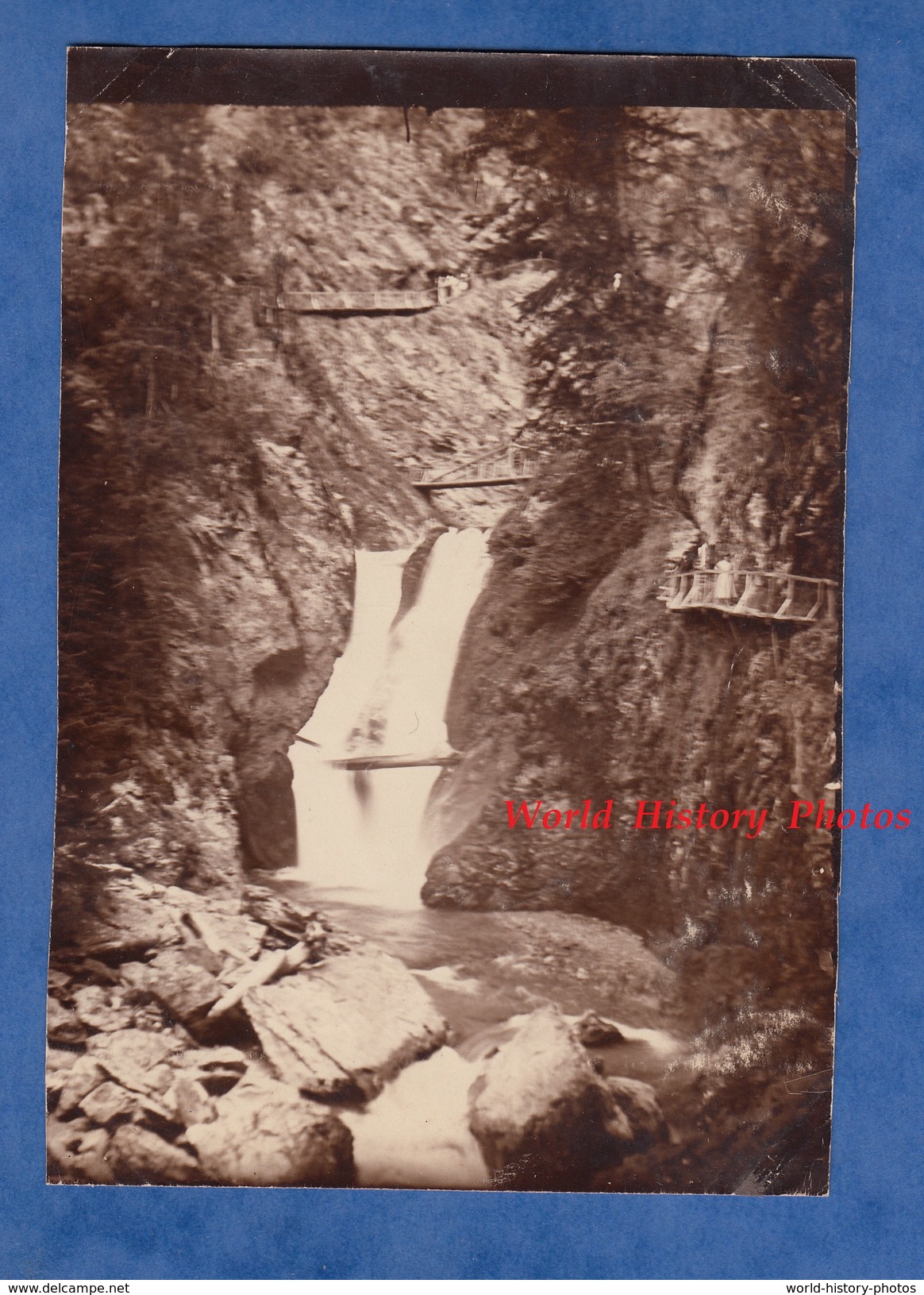 Photo Ancienne Snapshot - Prés LES HOUCHES - Gorges De La Diosaz - Double Cascade - Aout 1922 - Haute Savoie Alpes - Lieux