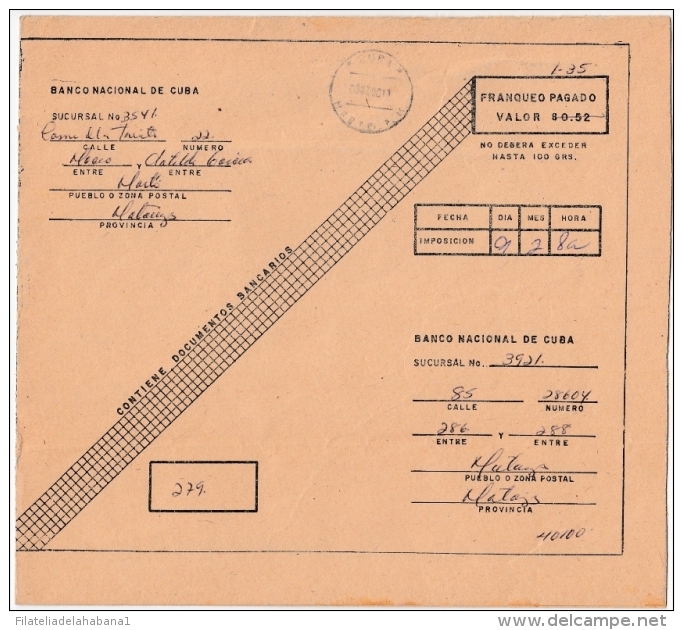 1980-EP-116 CUBA (LG-1218) 1980 1.35c HABILITADO POSTAL STARIONERY BANK COVER. ENTERO POSTAL BANCO NACIONAL. RARO. - Covers & Documents