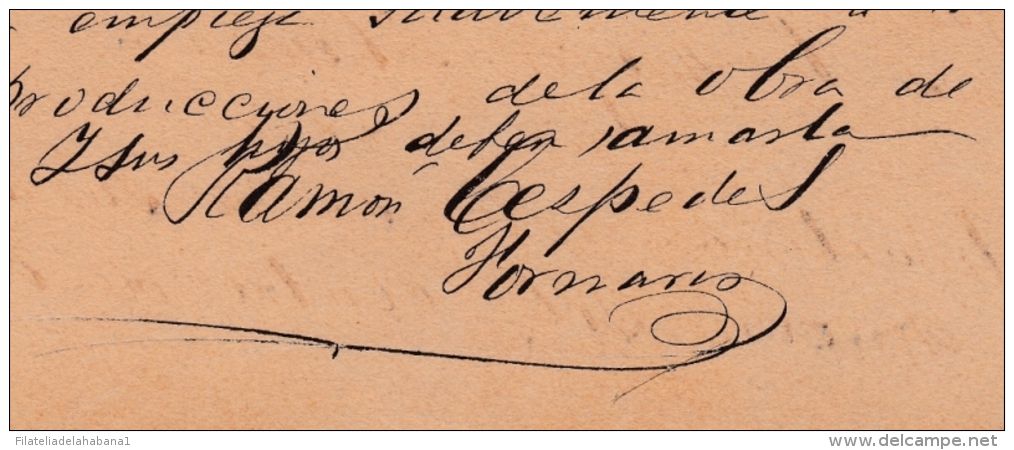 E4845 CUBA SPAIN ESPAÑA. RAMON CESPEDES FORNARIS AUTOGRAFO. CIRCA 1870. - Other & Unclassified