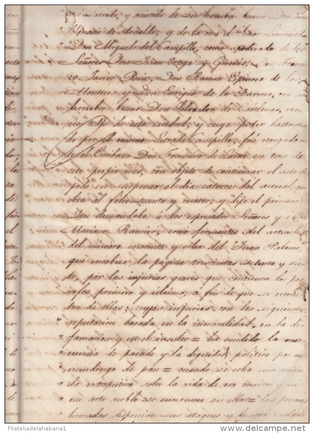 E4848 CUBA ESPAÑA SPAIN. 1871. PROCESO JUDICIAL POR INJURIAS PERIODICO SATIRICO JUAN PALOMO NEWSPAPER.