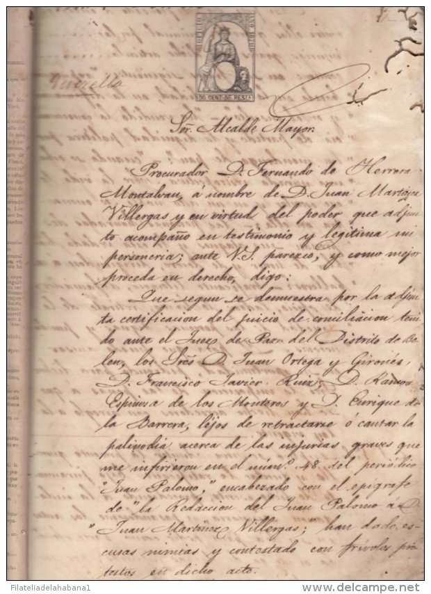 E4848 CUBA ESPAÑA SPAIN. 1871. PROCESO JUDICIAL POR INJURIAS PERIODICO SATIRICO JUAN PALOMO NEWSPAPER.