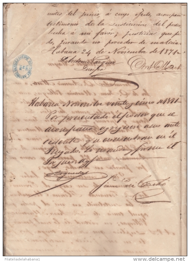 E4848 CUBA ESPAÑA SPAIN. 1871. PROCESO JUDICIAL POR INJURIAS PERIODICO SATIRICO JUAN PALOMO NEWSPAPER.