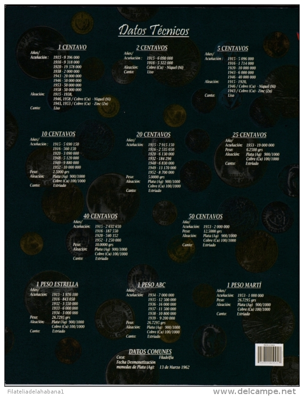 BK-SET-160 CUBA 1915-1958 COMPLETE TYPES COINS SILVER + CU-NI. TODAS LAS MONEDAS TIPO DE PLATA. - Cuba
