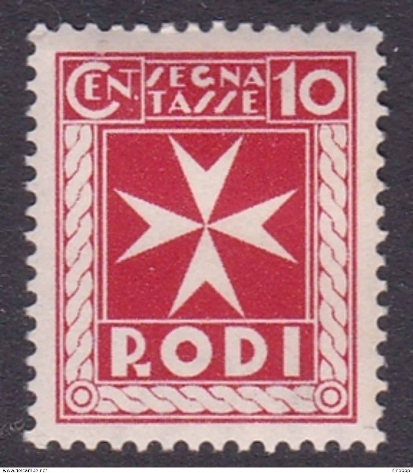 Italy-Colonies And Territories-Aegean General Issue-Rodi Postage Due D2 1934 10c Carmine MH - Algemene Uitgaven