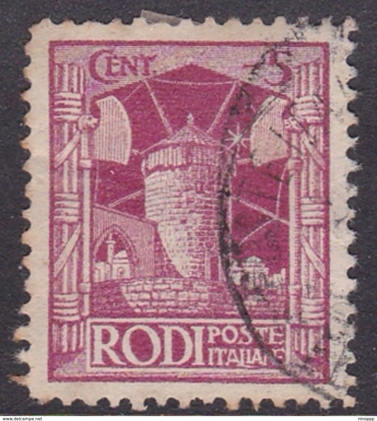 Italy-Colonies And Territories-Aegean General Issue-Rodi S3 1929 Pictorials Perf 11  5c Magenta Used - General Issues