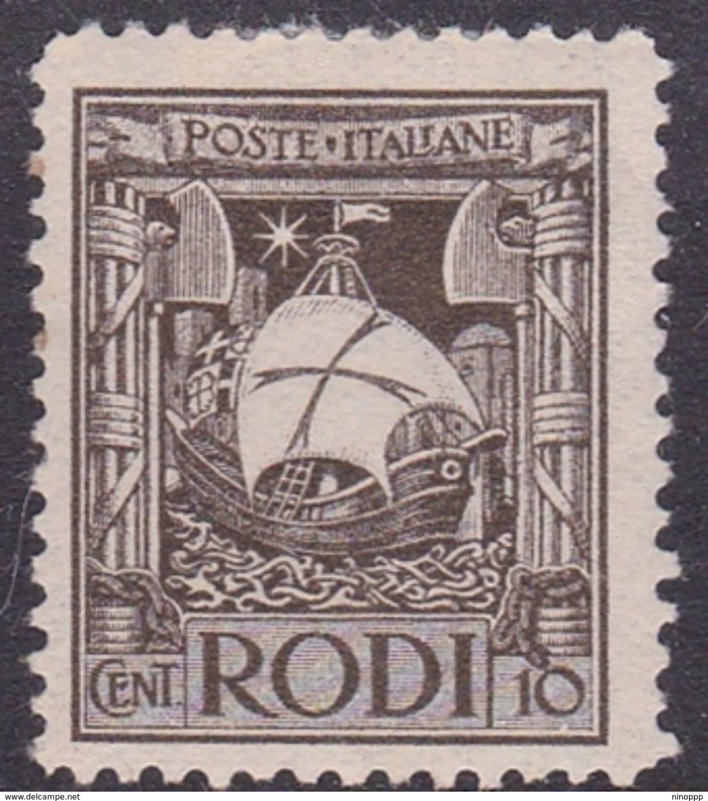 Italy-Colonies And Territories-Aegean General Issue-Rodi S4 1929 Pictorials Perf 11 10c Brown MH - General Issues