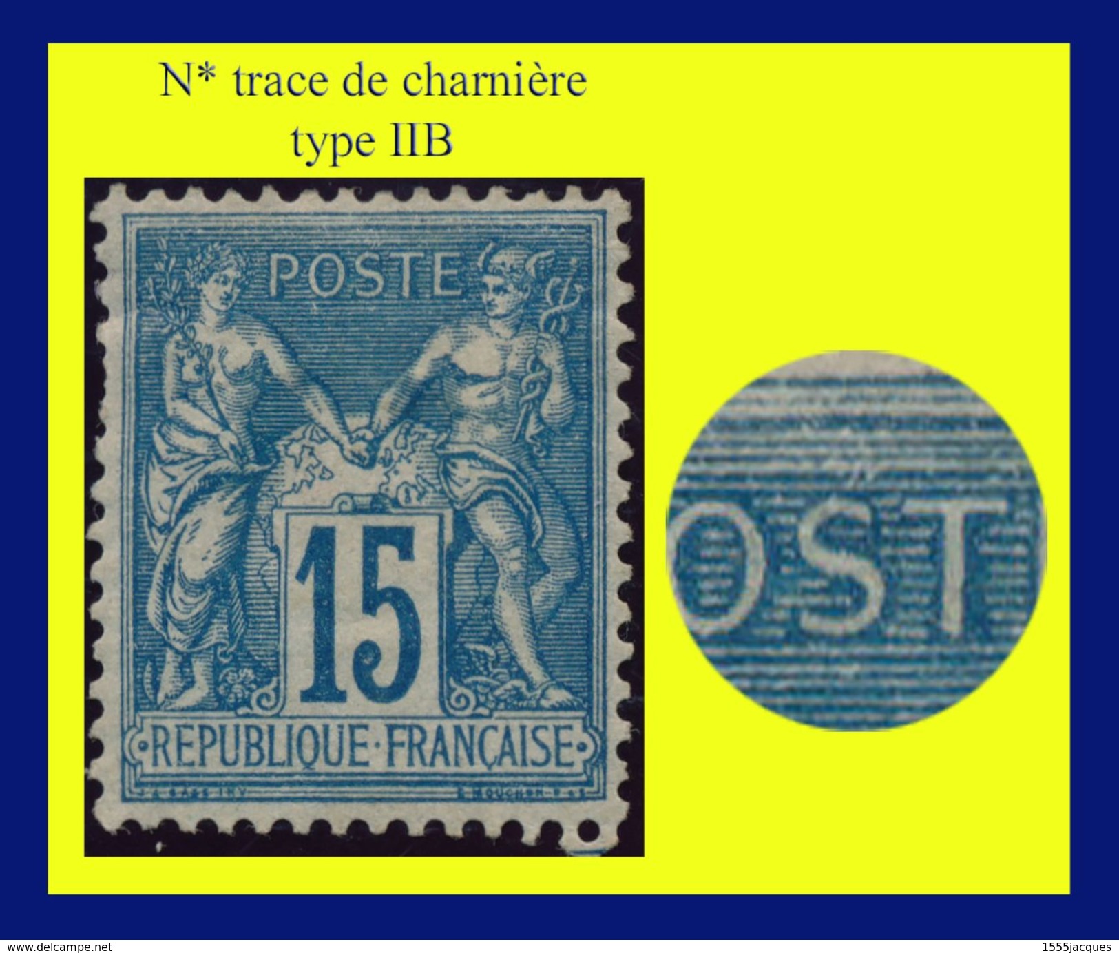 N° 90 GROUPE ALLÉGORIQUE SAGE TYPE IIB 1877 - N* TRACE DE CHARNIÈRE - - 1876-1898 Sage (Type II)