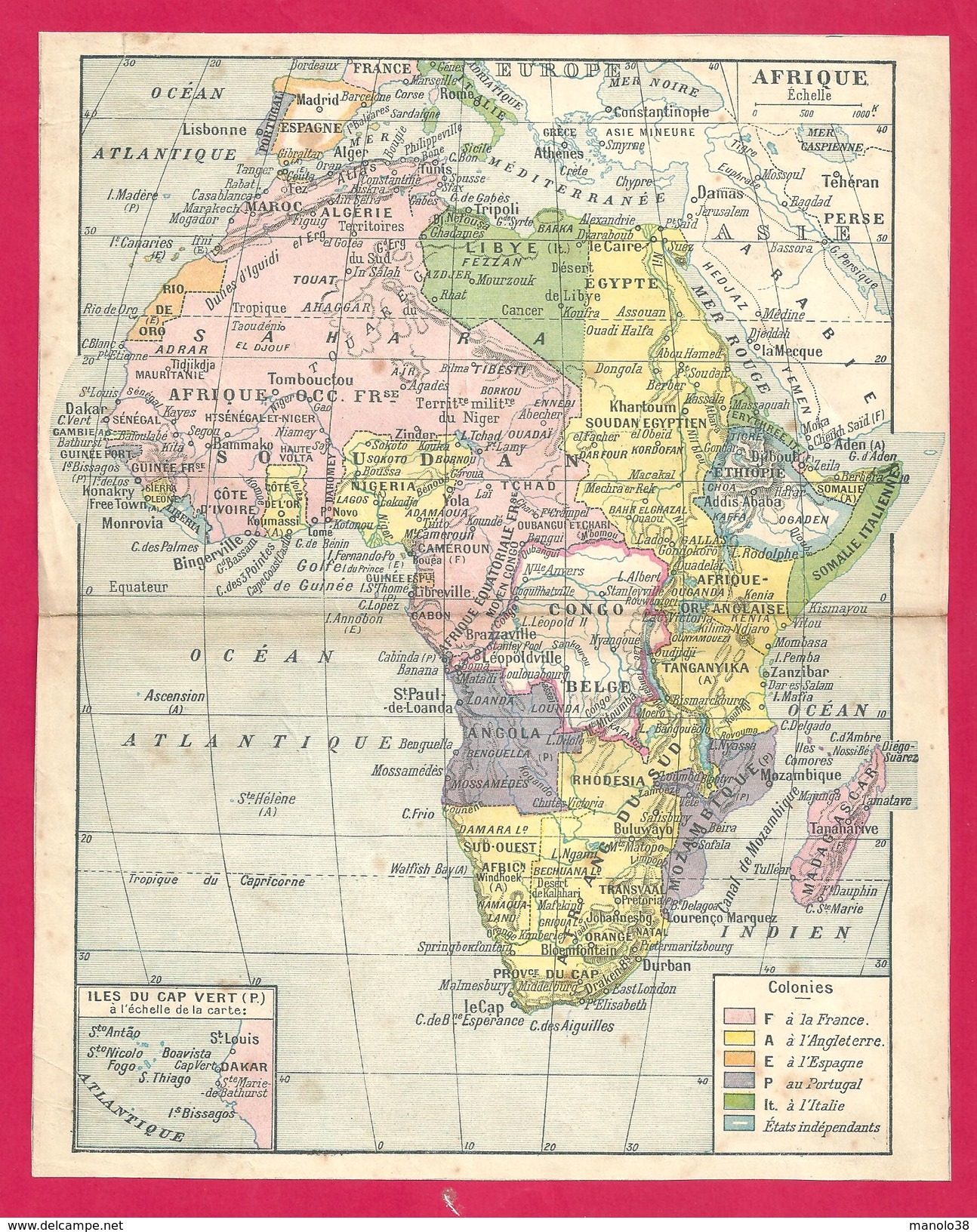 Carte De L'Afrique Verso Et Détails Verso Larousse 1923 - Non Classés
