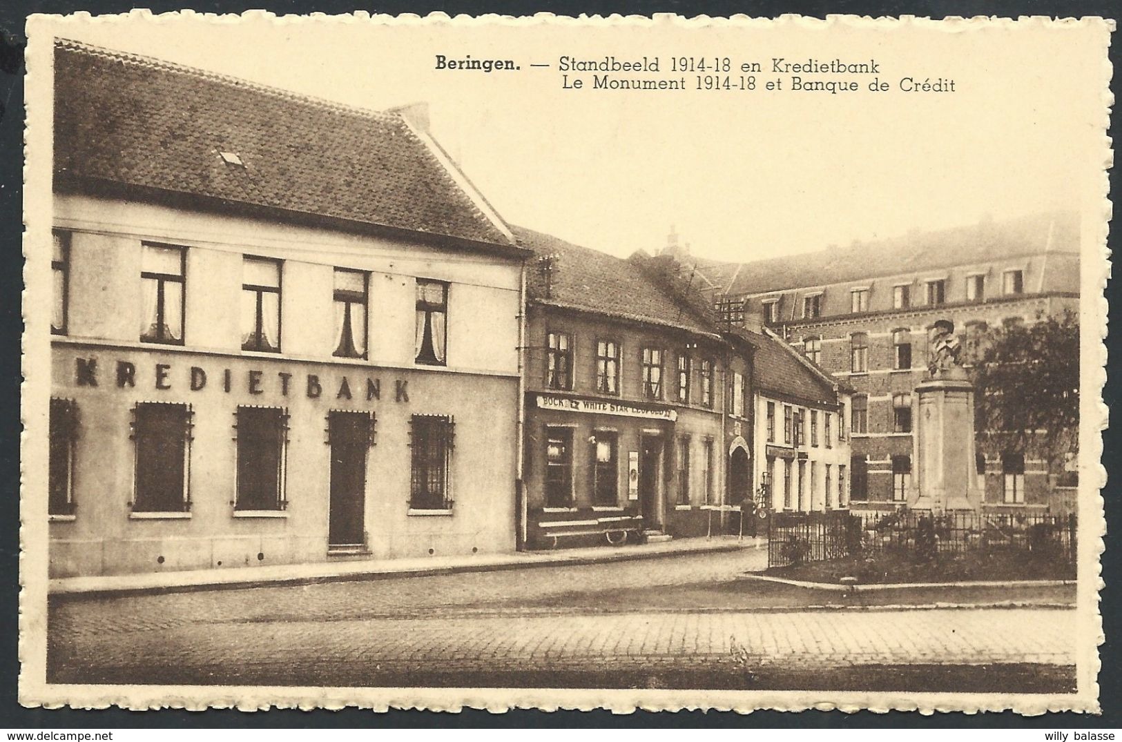 CPA   BEERINGEN  AStandbeeld 1914-18 En Kredietbank - Le Monument 1914-18 Et Banque De Crédit - Beringen