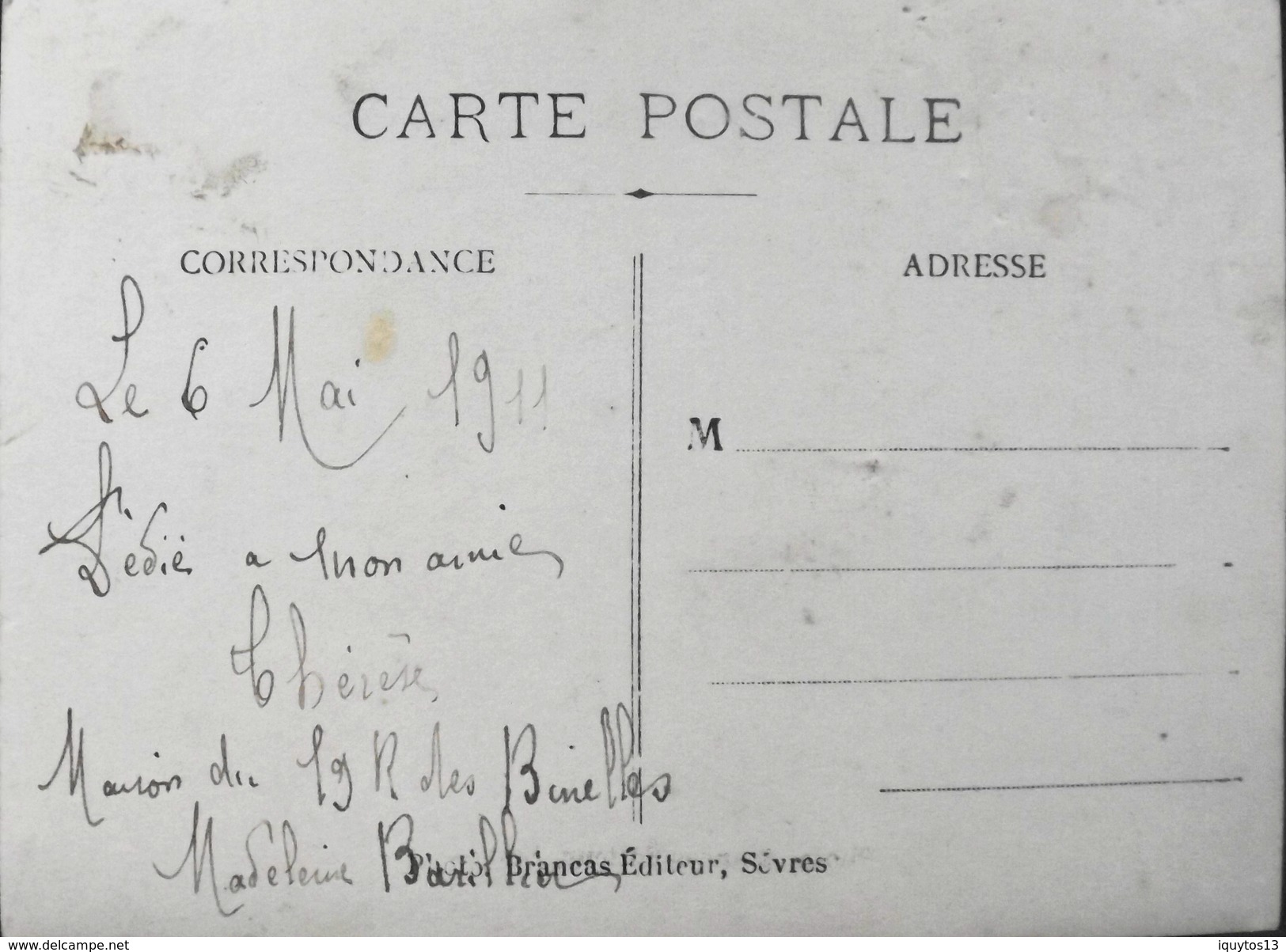 CPA. Photo - Lettre De Madeleine - Maison Du 19 Rue Des Binelles à Sévres ? - Daté 06.05.1911 - BE - To Identify