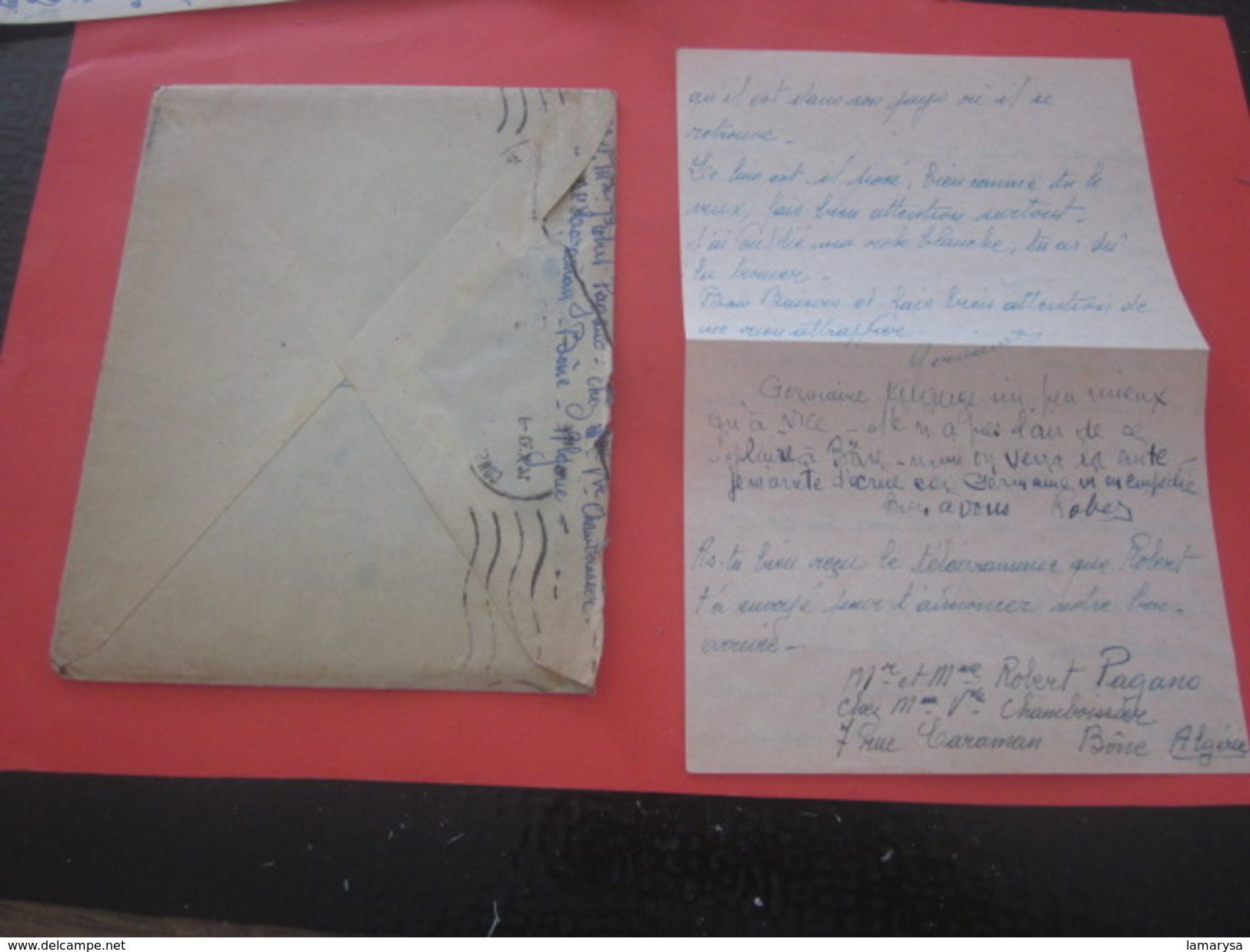 1950 Enveloppe Et Courrier Evenements Flamme Bone Constantine Algérie(1924-62)Europe-France Ex-colonie-Lettre & Document - Covers & Documents