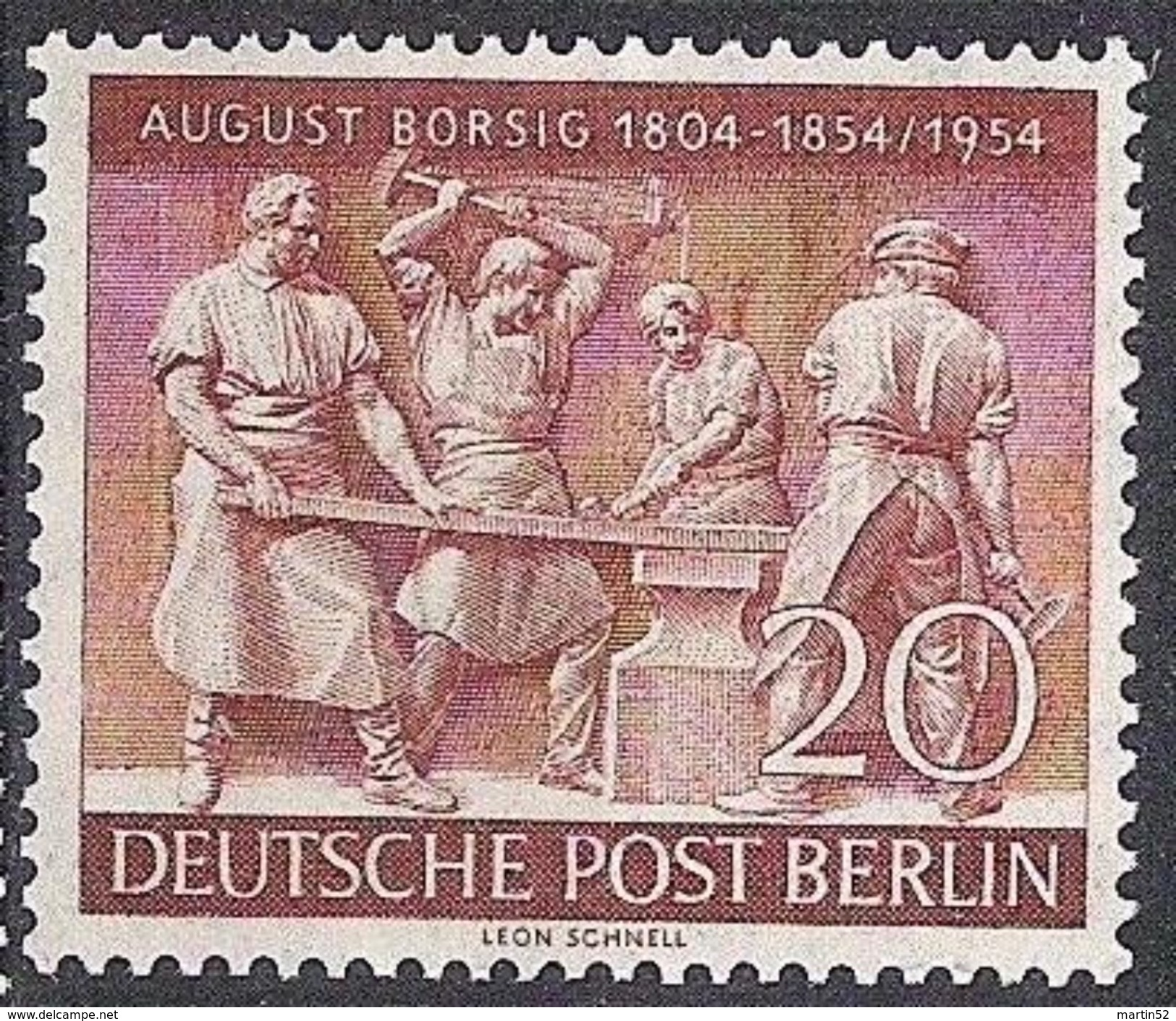 Berlin 1954: "August Borsig" (Beuth-Denkmal) Michel-Nr. 125 ** Postfrisch MNH (Michel  9.00) - Denkmäler