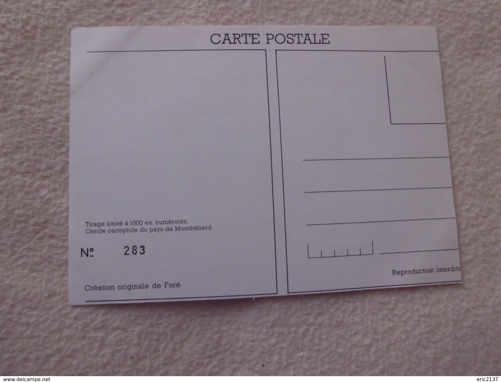 5E SALON DE LA CARTE POSTALE MONTBELIARD 1985 - Fore