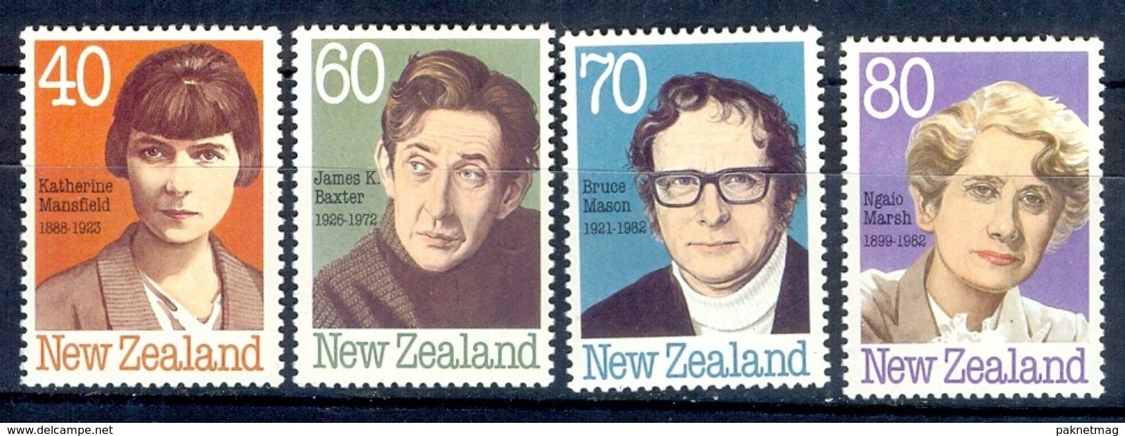 S102- New Zealand. 40c Katherine Mansfield, 60c James K. Baxter, 70c Bruce Mason And 80c Ngaio Marsh New Zealand Authors - Other & Unclassified