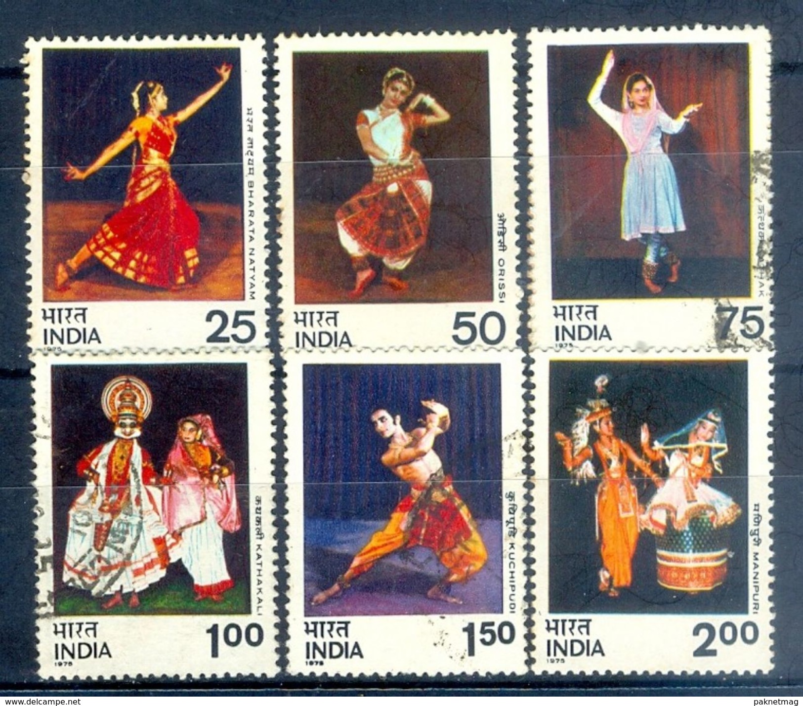 S136- India 1975. Kathak Bharata Natyam Dance, Culture, Heritage, Traditional Dance. - Used Stamps