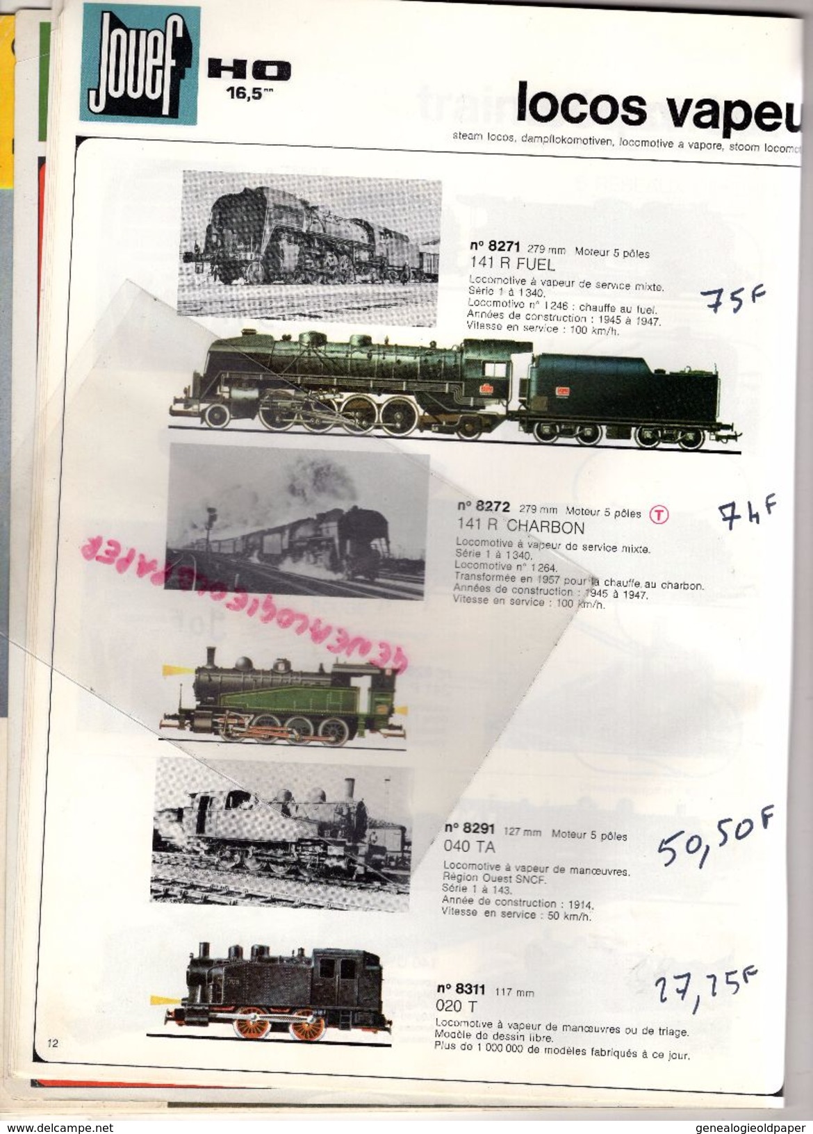 CATALOGUE JOUETS- JOUEF 1972-1973- LOCOMOTIVE GARE TRAINS- + TARFS-BILLARD TRACTEUR - Ferrocarril & Tranvías