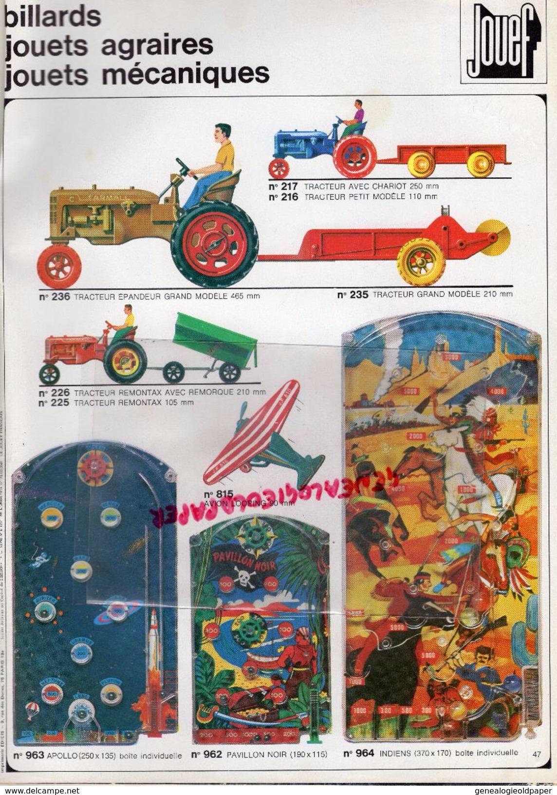 CATALOGUE JOUETS- JOUEF 1972-1973- LOCOMOTIVE GARE TRAINS- + TARFS-BILLARD TRACTEUR