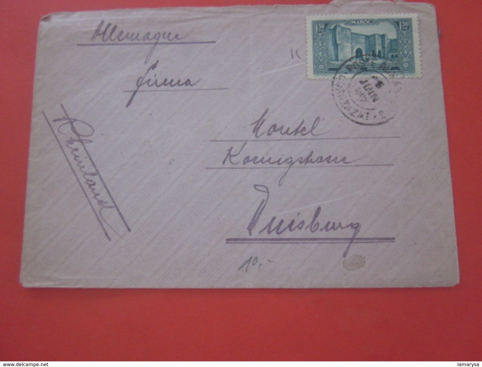 Timbre Seul Sur Lettre  Europe France Ex-colonie & Protectorat- Marrakech Maroc 1891-1938 Lettre & Document-Duisburg - Storia Postale