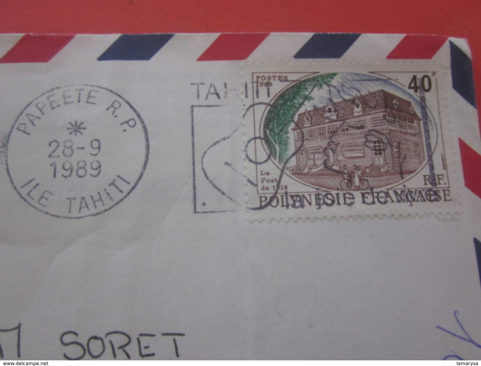 Timbre Seul Sur Lettre Illustrée 1989 Océanie Papeete Tahiti Europe France Lettre & Document Par Avion Air Mail- Paris - Tahiti