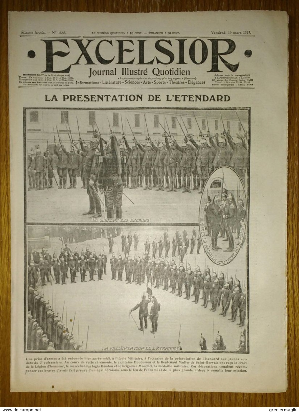 Excelsior N°1585 19/03/1915 La Présentation De L'étendard - Kaiser Et Kronprinz - Prince De Galles - Méricourt - Autres & Non Classés