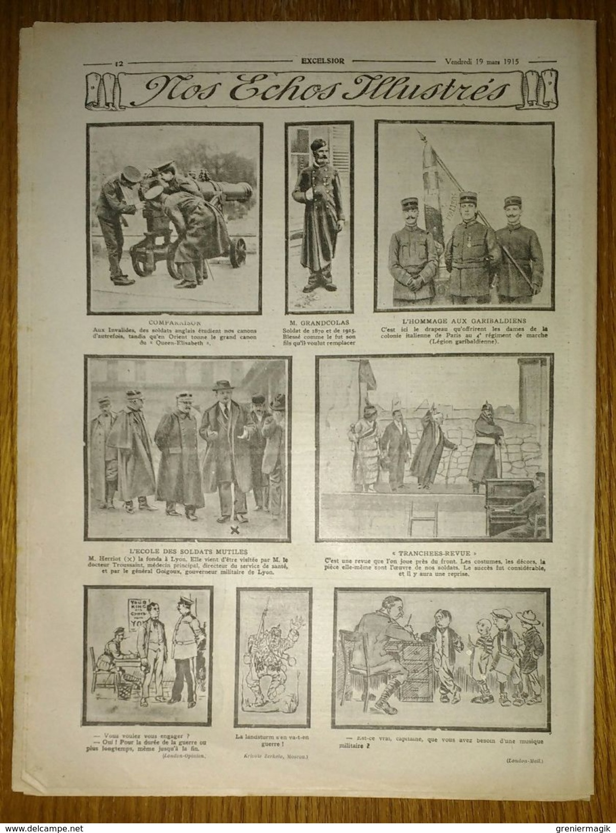 Excelsior N°1585 19/03/1915 La Présentation De L'étendard - Kaiser Et Kronprinz - Prince De Galles - Méricourt - Autres & Non Classés