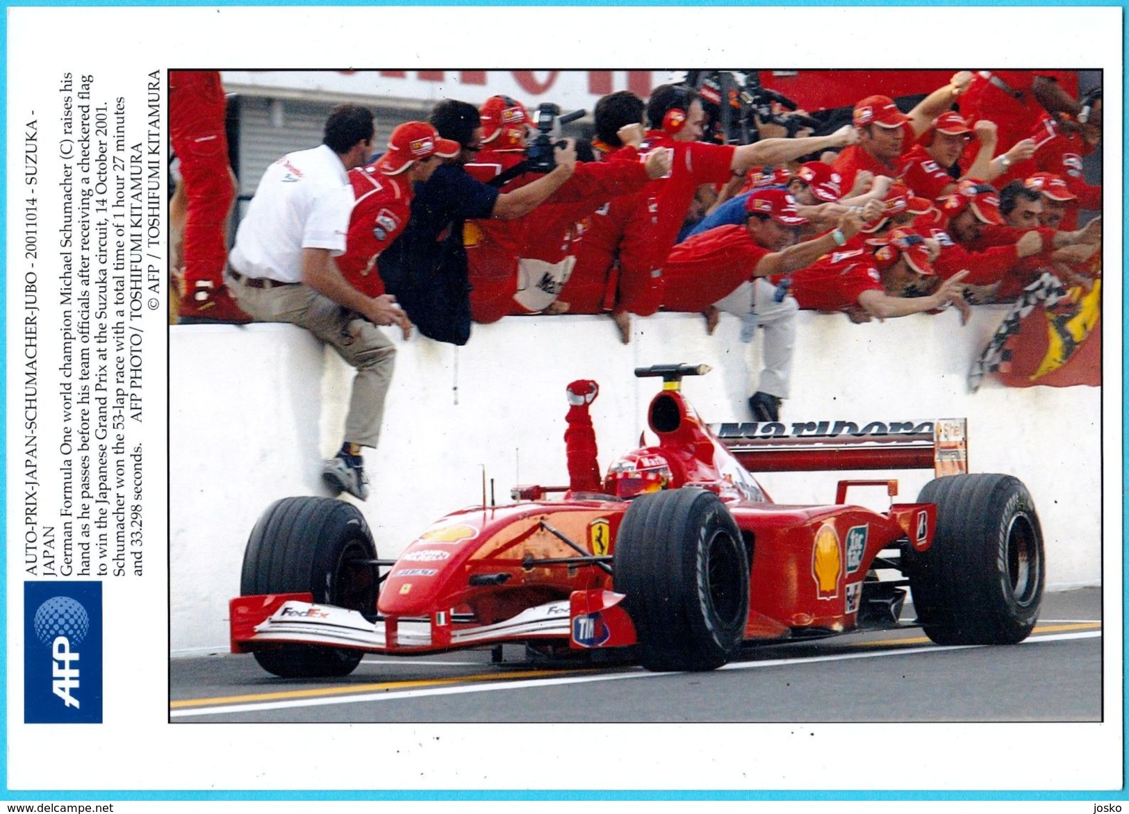 MICHAEL SCHUMACHER - Japan Grand Prix Suzuka 2001.*** BEAUTIFULL LARGE PHOTO *** Ferrari F1 Formula 1 Car Automobile - Car Racing - F1