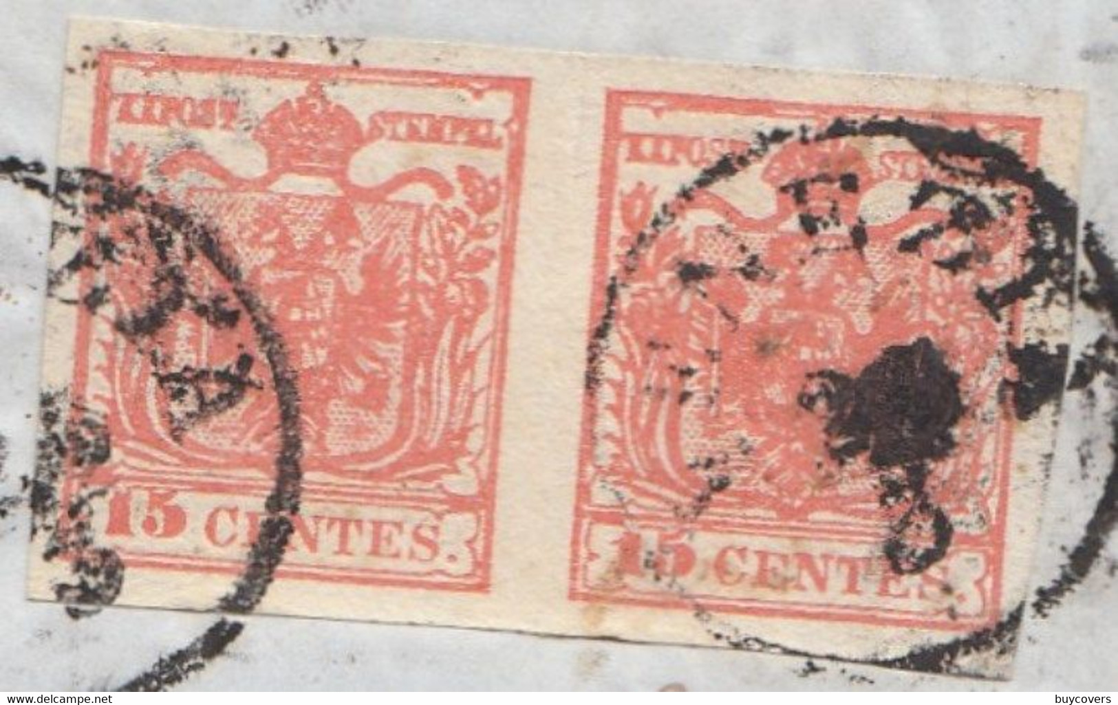 LV130 - 23 Marzo 1854 - Lettera Con Testo Da Venezia A Legnago Con Coppia Orizz. Di 15 Cent. Rosso 3° Tipo .Leggi... - Lombardo-Veneto