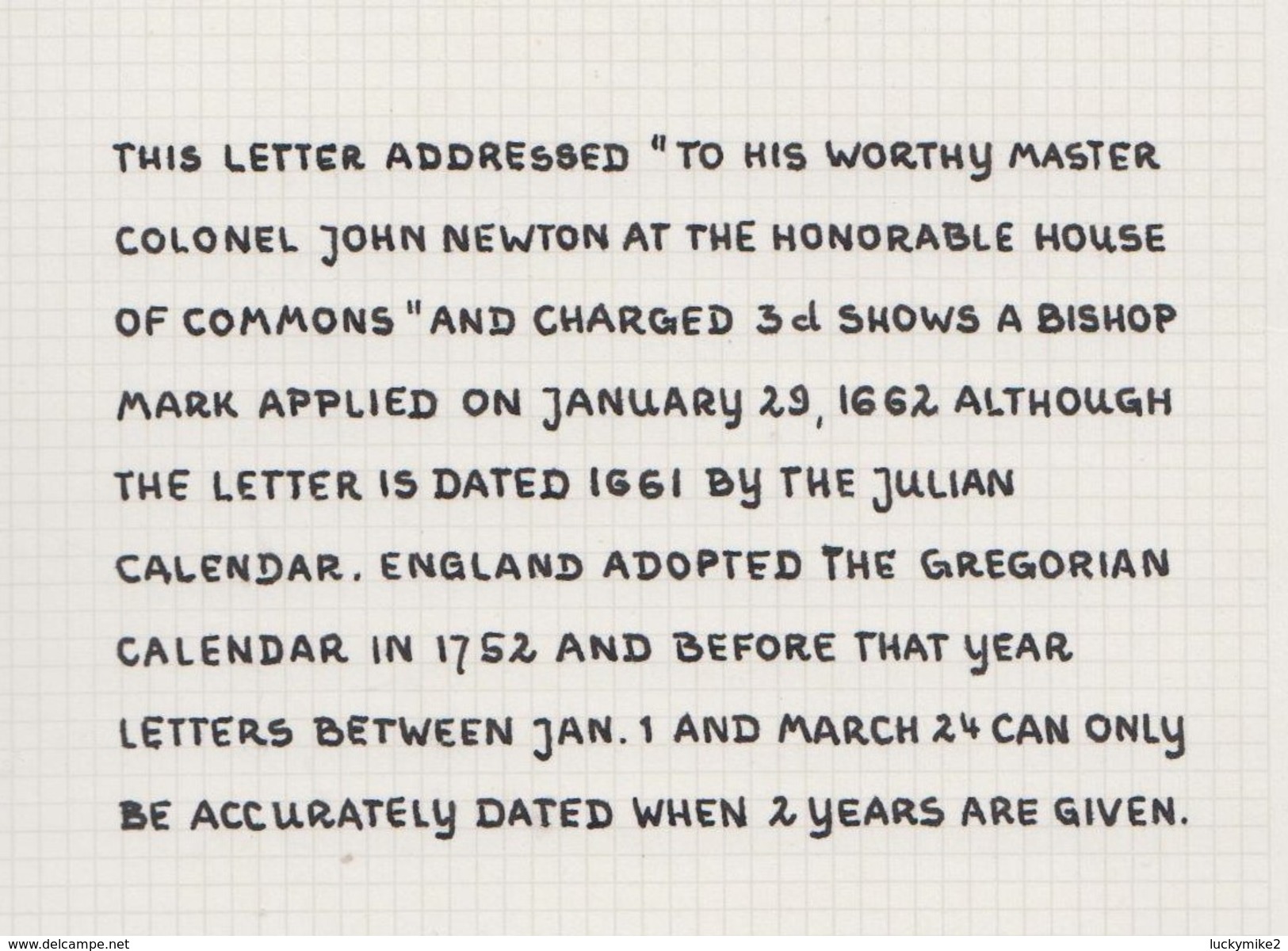 1662 Letter "to His Worthy Master Colonel John Newton" From "John Padman, Thorpe", With An Early Bishopmark.  Ref 0402 - Marcofilia