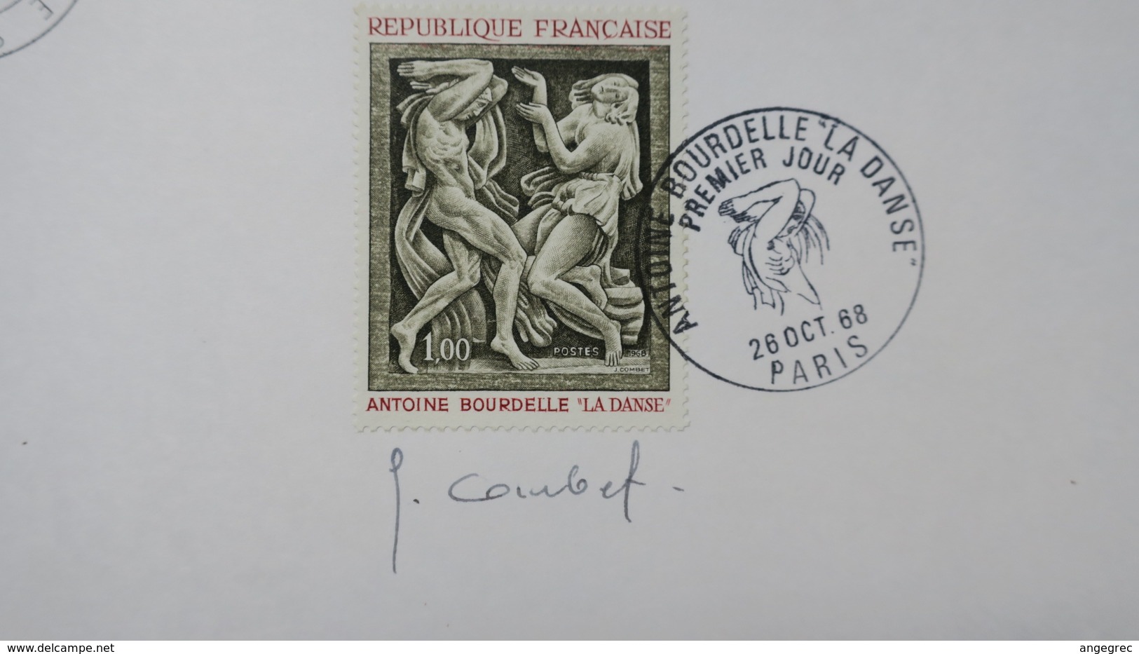 Autographe  J. Combet   Cachet 1968 Du N°1569     A Voir - Autres & Non Classés