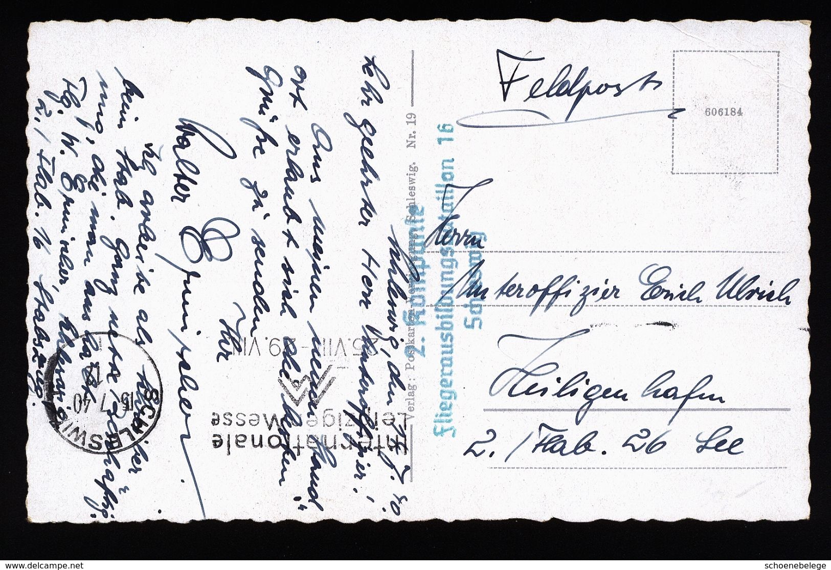 A4793) DR Feldpostkarte Von Schleswig 15.7.40 Fliegerausbildungsbataillon - Briefe U. Dokumente