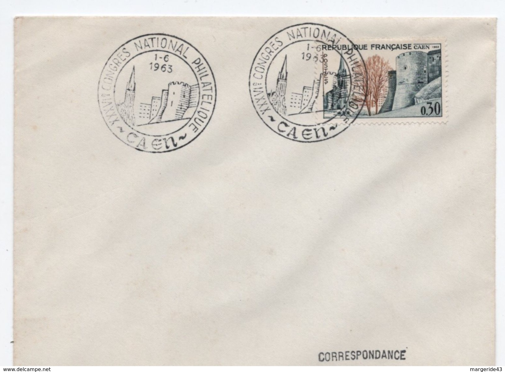 OBLITERATION CONGRES PHILA NATIONAL CAEN CALVADOS 1963 - Commemorative Postmarks
