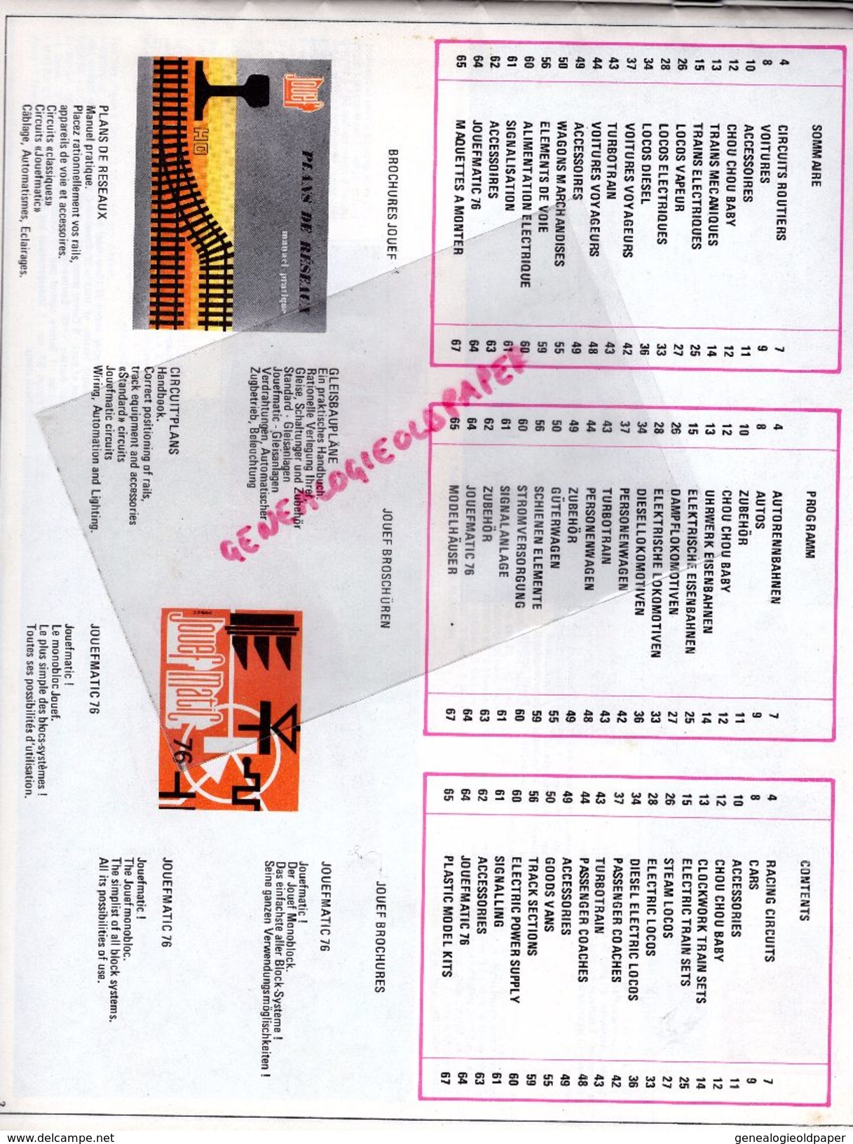 CATALOGUE JOUETS JOUEF- CHEMINS DE FER TRAIN GARE HO- -LOCOMOTIVE- 1976- JOUET - Ferrocarril & Tranvías