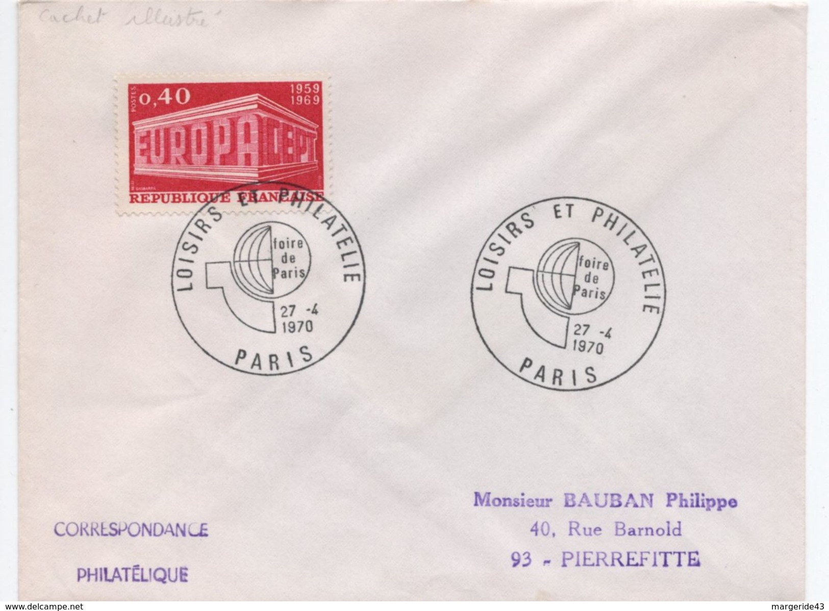 OBLITERATION  LOISIRS ET PHILATELIE PARIS 1970 FOIRE DE PARIS - Cachets Commémoratifs