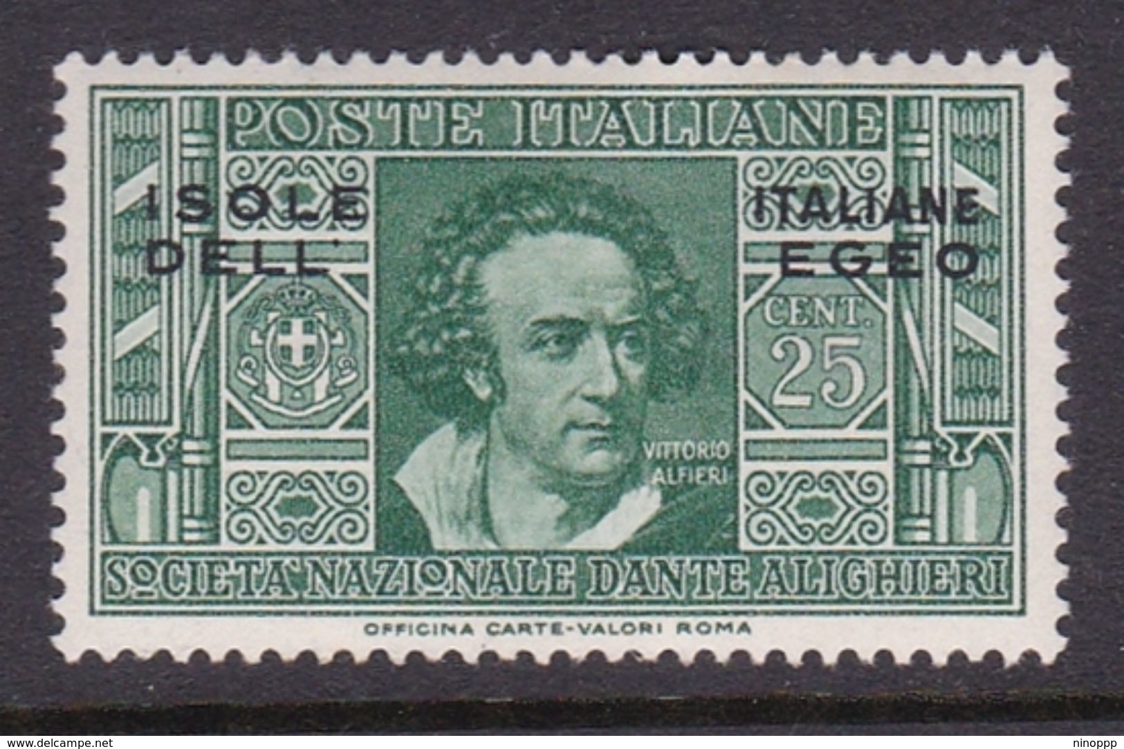 Italy-Colonies And Territories-Aegean General Issue-Rodi S47 1932 Dante Alighieri 25c Green MH - General Issues