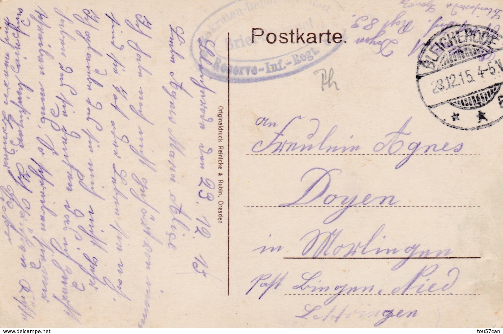 BLEICHERODE - THÜRINGEN - DEUTSCHLAND  - FELDPOST ANSICHTKARTE 1915. - Bleicherode