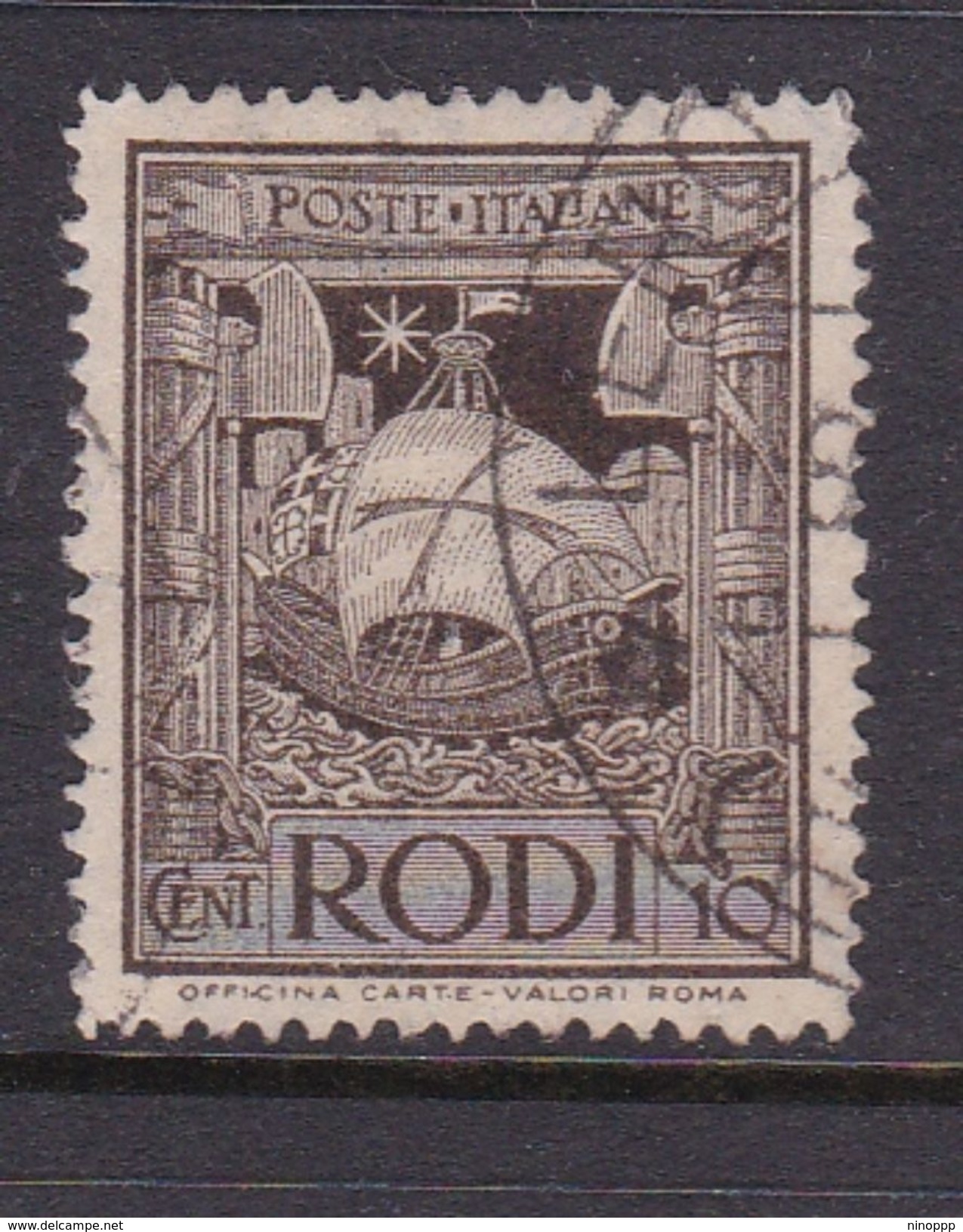 Italy-Colonies And Territories-Aegean General Issue-Rodi S56 1932 Pictorials Perf 14 10c Brown Used - General Issues