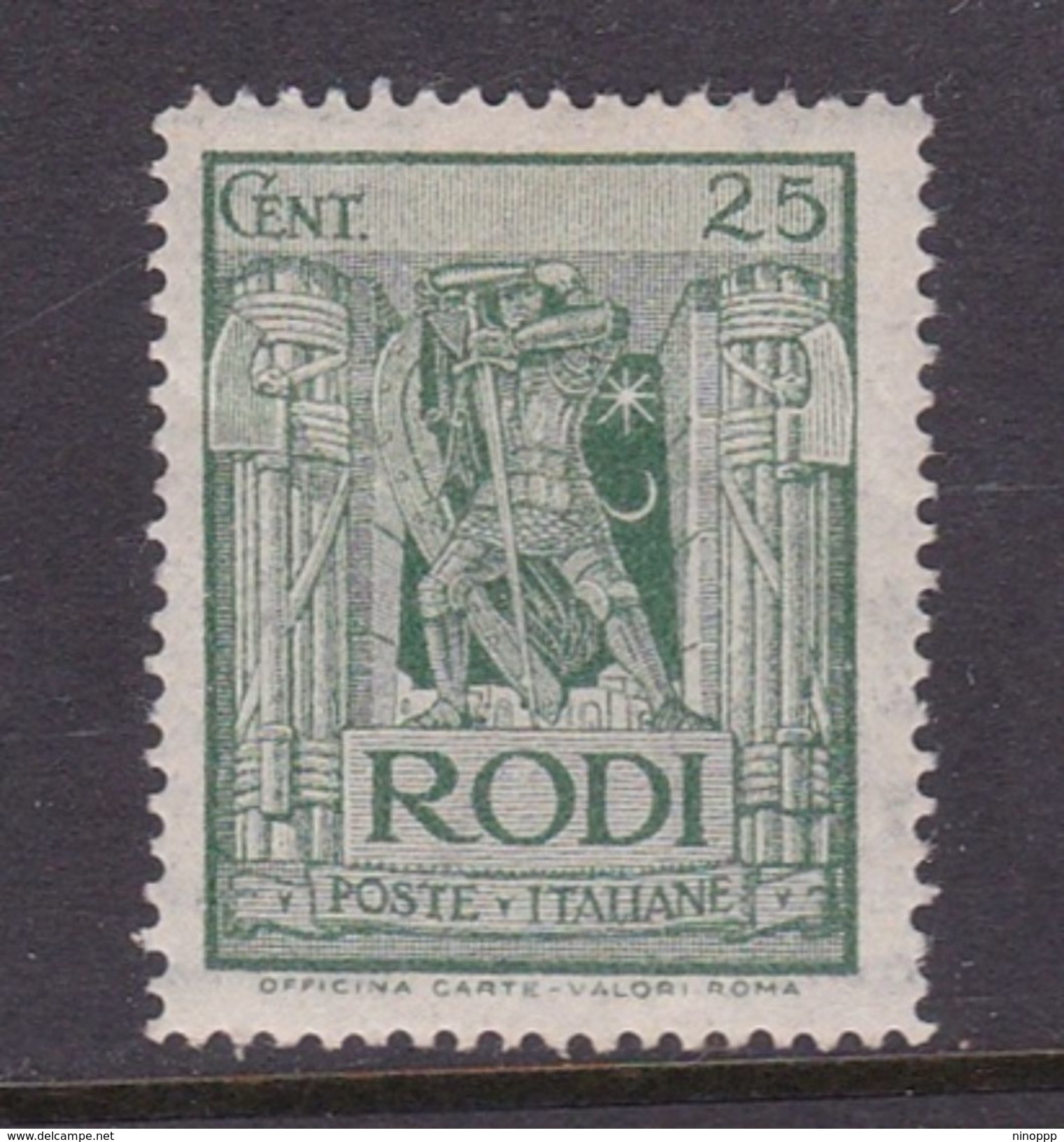 Italy-Colonies And Territories-Aegean General Issue-Rodi S59 1932 Pictorials Perf 14 25c Green MH - General Issues