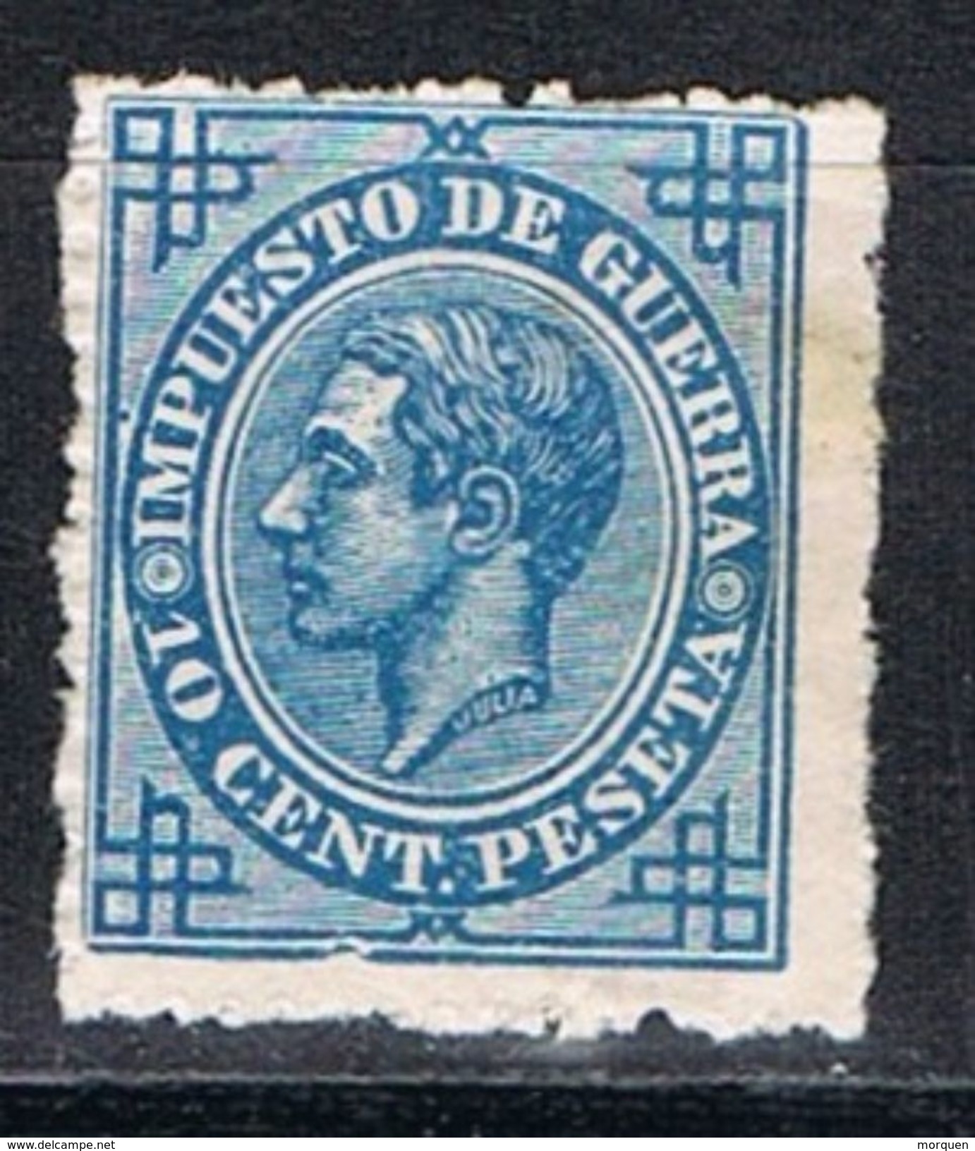 Sello 10 Cts Alfonso XII Impuesto Guerra 1876, VARIEDAD Impresion, Edifil Num 184 * - Kriegssteuermarken