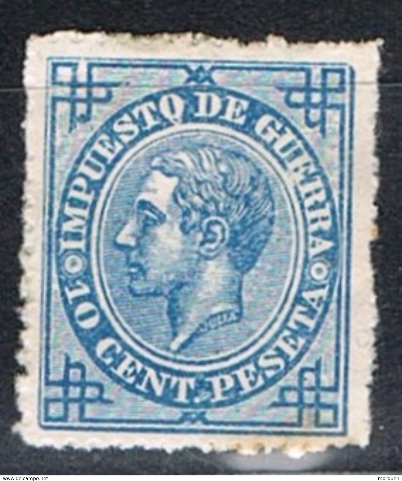 Sello 10 Cts Alfonso XII Impuesto Guerra 1876, VARIEDAD Impresion, Edifil Num 184 * - Kriegssteuermarken