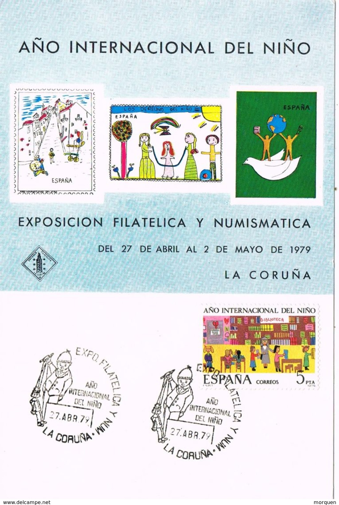 25207. Tarjeta Exposicion CORUÑA 1979. Año Internacional NIÑO. Concurso Infantil Dibujo - Cartas & Documentos