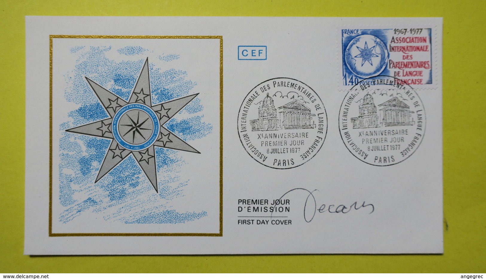 Autographe  Sur  FDC  First Day Cover  Premier Jour   A VOIR   1977 - Autres & Non Classés