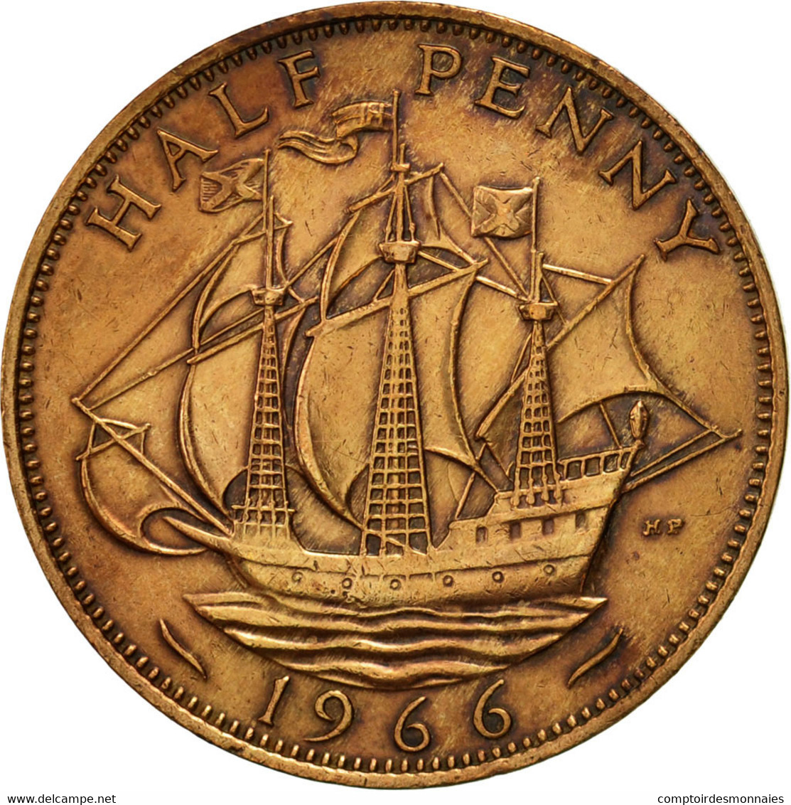 Monnaie, Grande-Bretagne, Elizabeth II, 1/2 Penny, 1966, TTB, Bronze, KM:896 - C. 1/2 Penny