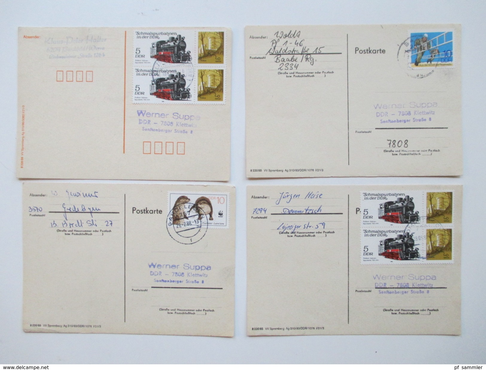 DDR 1986 - 88 Postkarten 215 Stück Sondermarken / Schmalspurbahn Zusammendrucke Viele Saubere Tagesstempel. Bedarf! - Colecciones (sin álbumes)