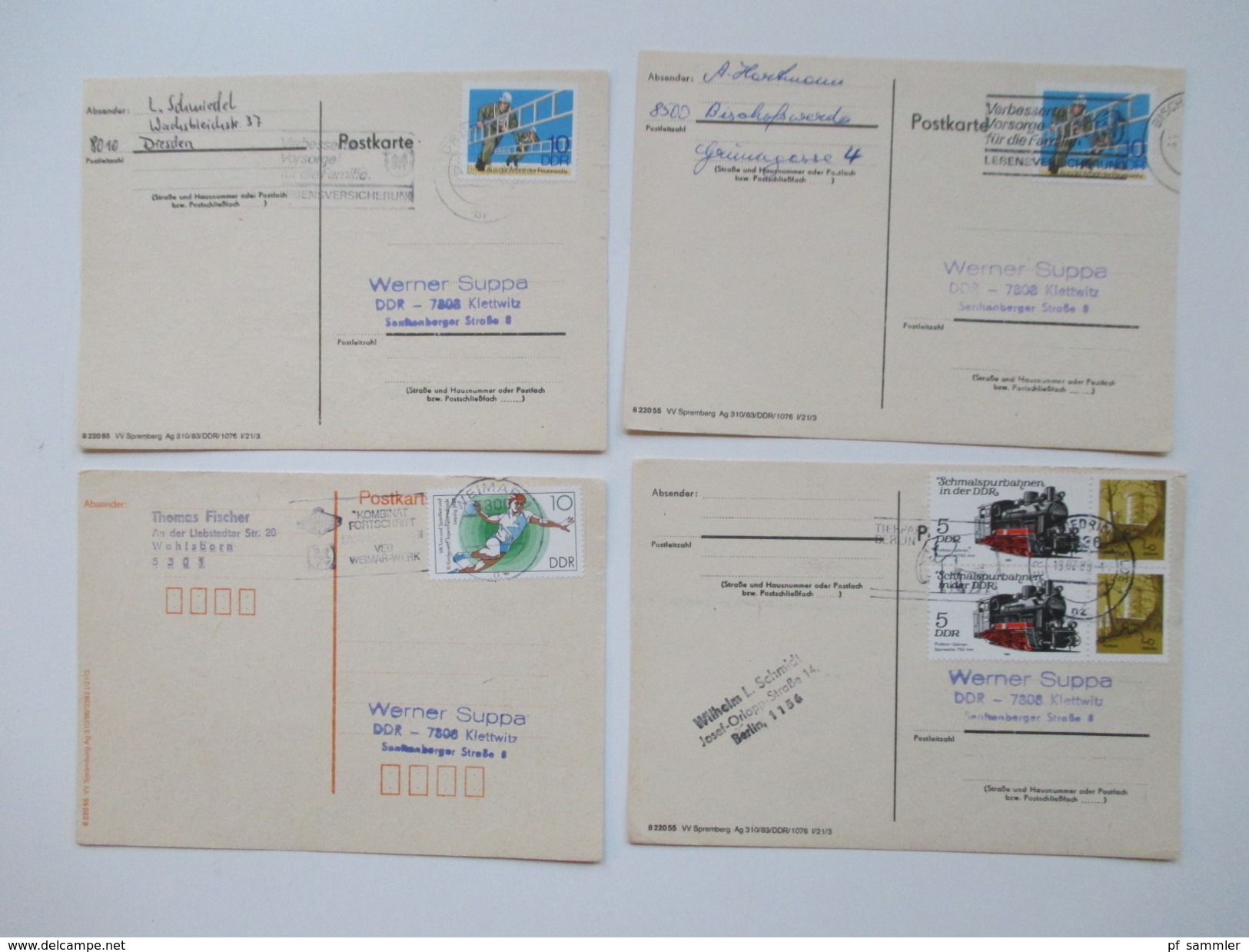 DDR 1986 - 88 Postkarten 215 Stück Sondermarken / Schmalspurbahn Zusammendrucke Viele Saubere Tagesstempel. Bedarf! - Sammlungen (ohne Album)