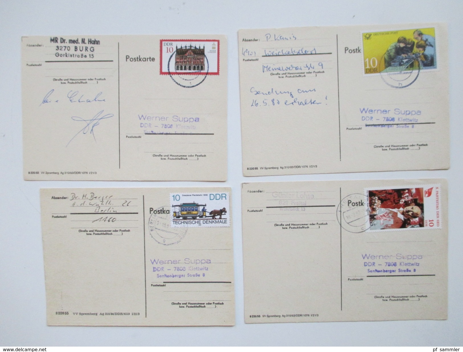 DDR 1986 - 88 Postkarten 215 Stück Sondermarken / Schmalspurbahn Zusammendrucke viele saubere Tagesstempel. Bedarf!