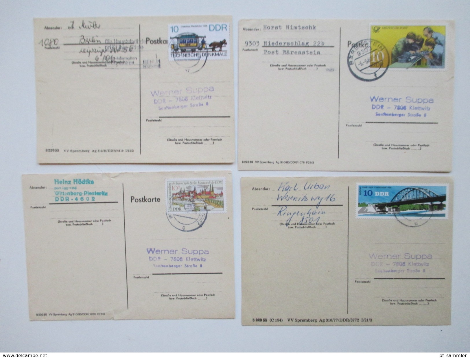 DDR 1986 - 88 Postkarten 215 Stück Sondermarken / Schmalspurbahn Zusammendrucke viele saubere Tagesstempel. Bedarf!